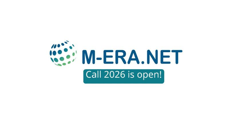 Logo des M-ERA.NETs mit Banner „Call 2026 is open!”