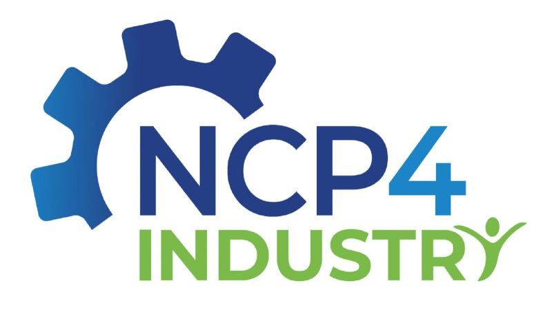Auf dem Bild ist das Logo des NCP4Industry Netzwerkprojekts zu sehen, welches ein Piktogramm eines Zahnrads und ein Strichmännchen als Ypsilon enthält.