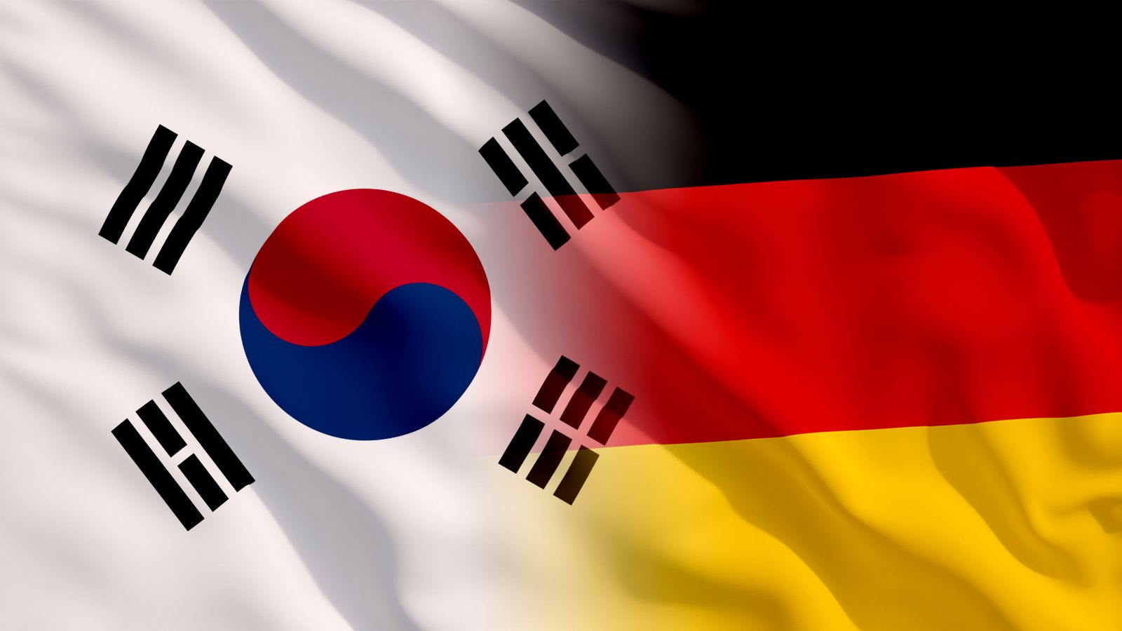 Das bild zeigt eine deutsche und eine süd-koreanische Flagge.