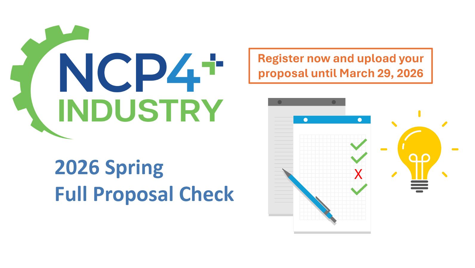 NCP4IndustryPlus Logo mit Grafik, die Dokumente zeigt. Banner mit Aufforderung zur Registrierung und Deadline am 29. März 2026