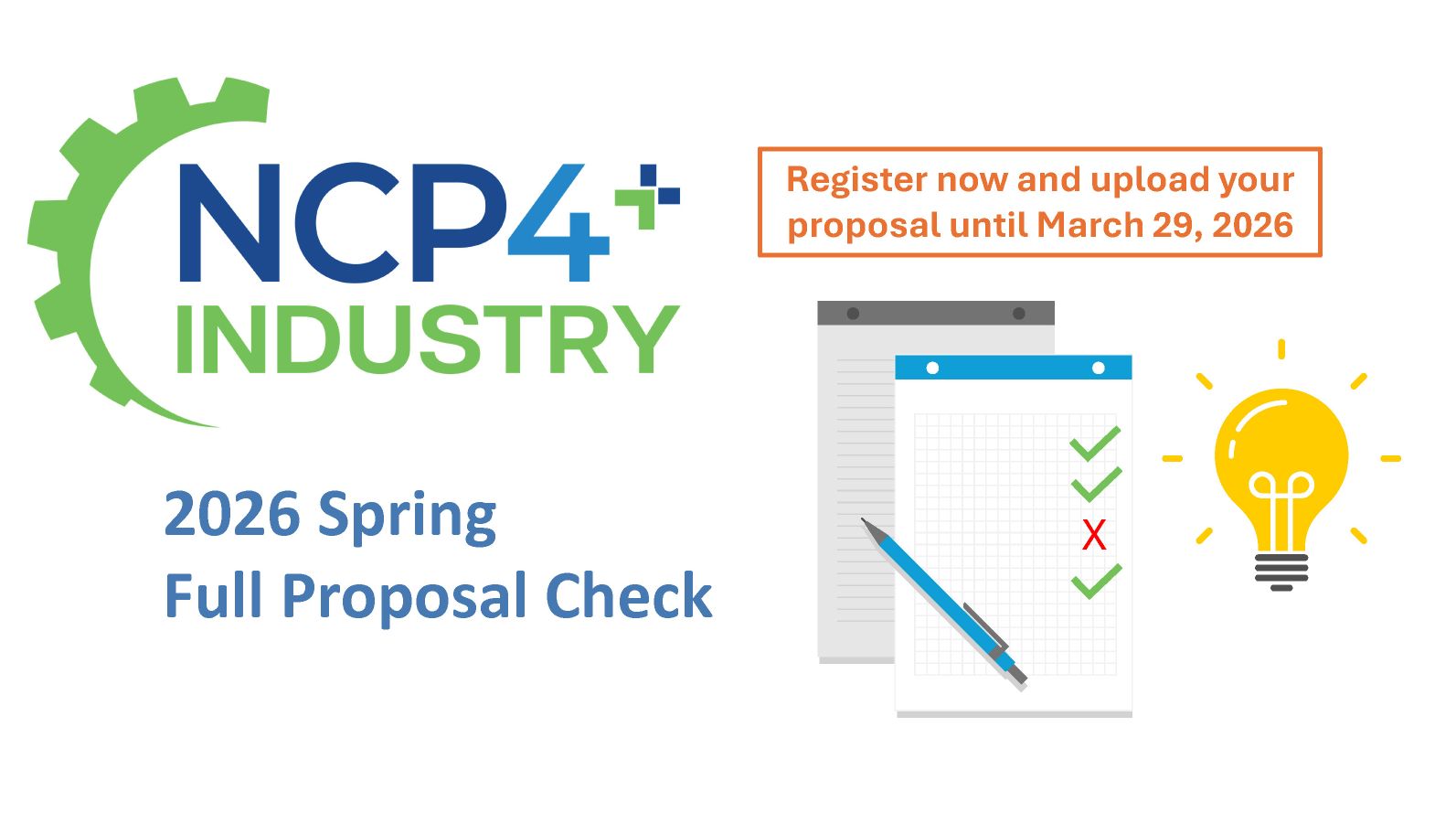 NCP4IndustryPlus Logo mit Grafik, die Dokumente zeigt. Banner mit Aufforderung zur Registrierung und Deadline am 29. März 2026